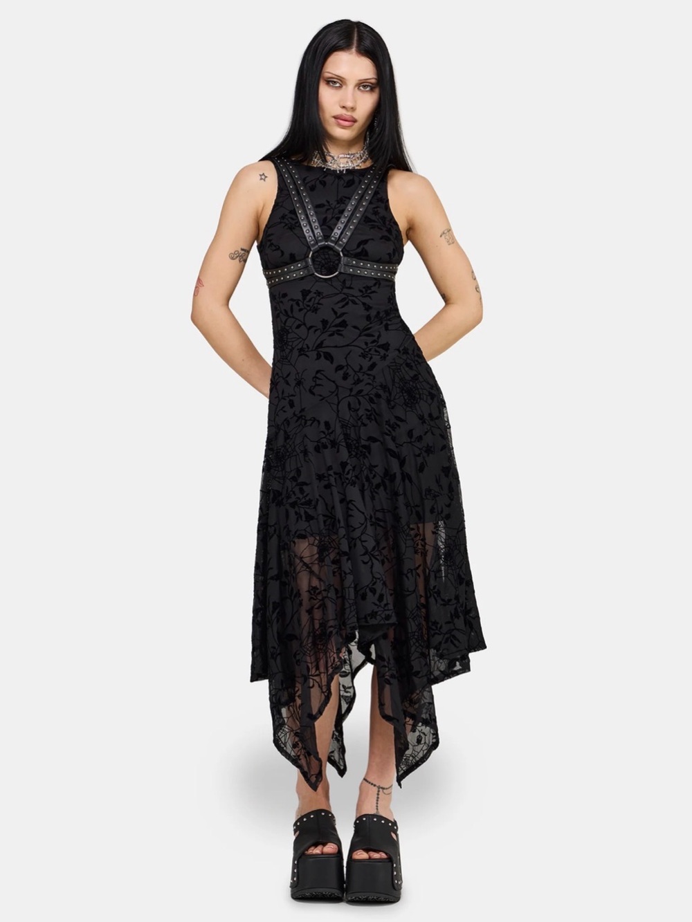 Disturbia | Deadly Nightshade Mesh Midi Dress